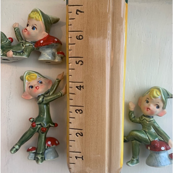 Pristine 50’s Lefton Elves #4193 Trademark Exclusives Japan Green/ mushrooms. - Picture 11 of 11